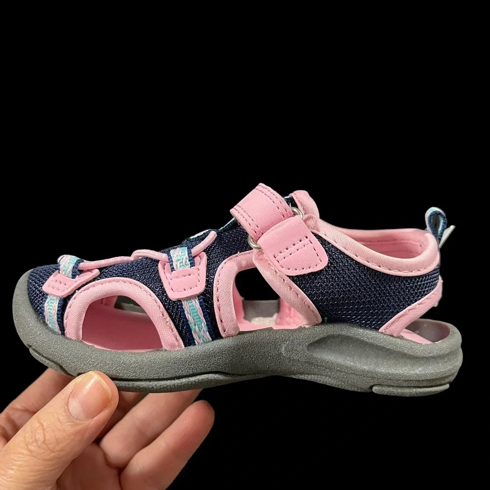 OshKosh Toddler Girls Fisherman Sport Sandals‎ Size 9 Pink Navy Blue Washable